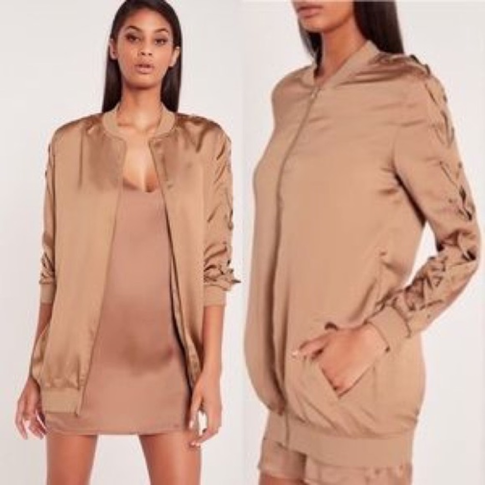 Carli Babel x Missguided Rose Gold Bomber Jacket